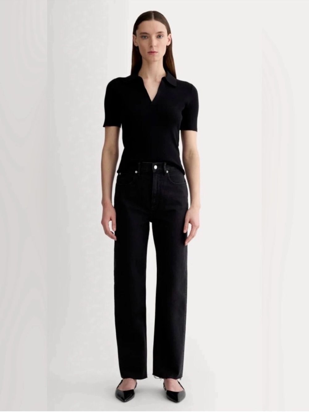 New Everlane Organic Cotton The Way High Jeans in Coal Raw Hem Size 28